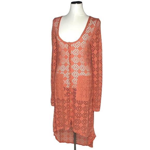 Free People Beach Crochet Love Long Sleeve Swim Cover-Up size Medium - Picture 5 of 10